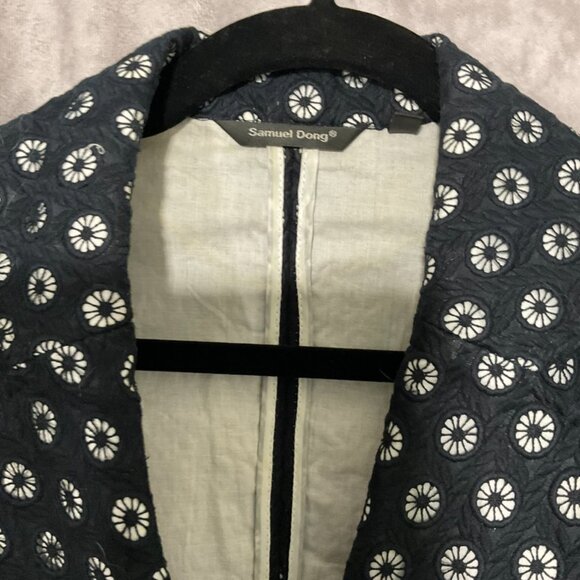 Samuel Dong RETRO Textured Flower Design Short Sleeve Jacket BLAZER Top Medium - Picture 5 of 6